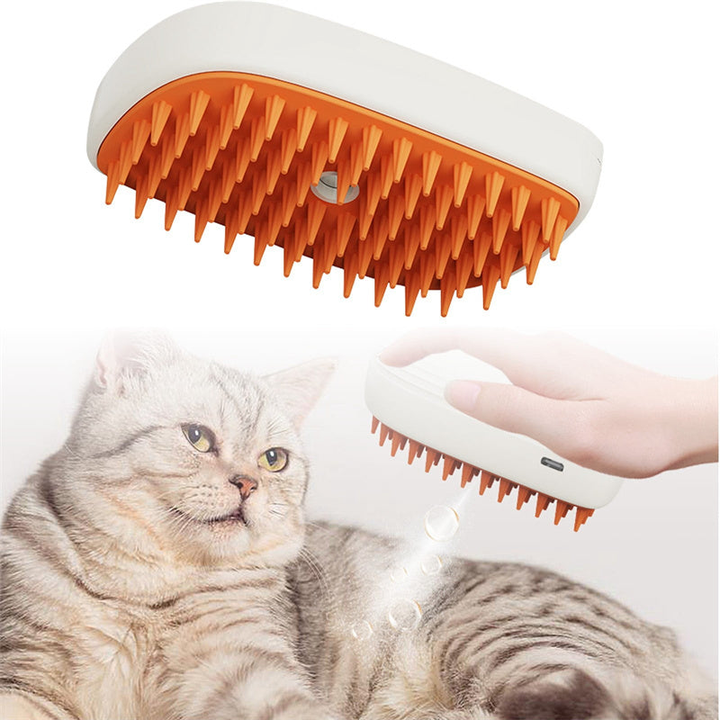 USB Rechargeable Pets Steam Brush & Massage Comb - Grooming Tool for Cats & Dogs