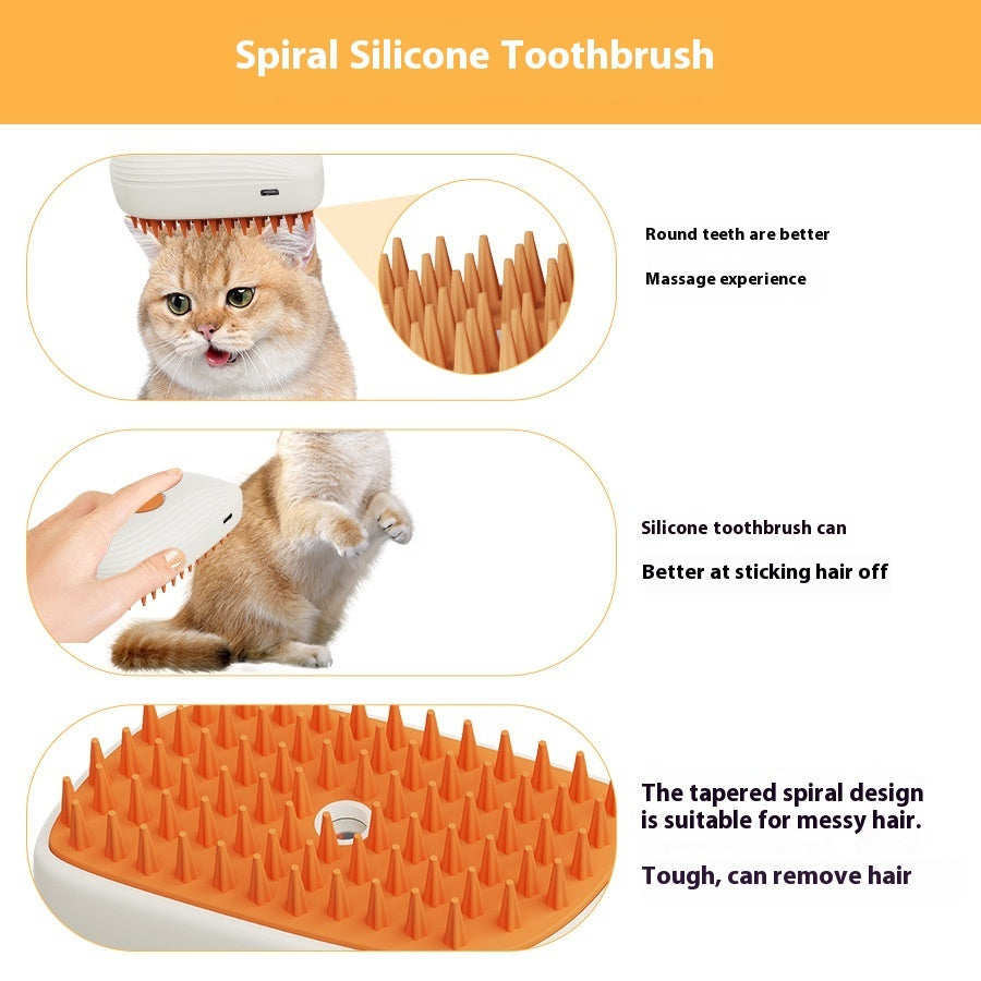 USB Rechargeable Pets Steam Brush & Massage Comb - Grooming Tool for Cats & Dogs