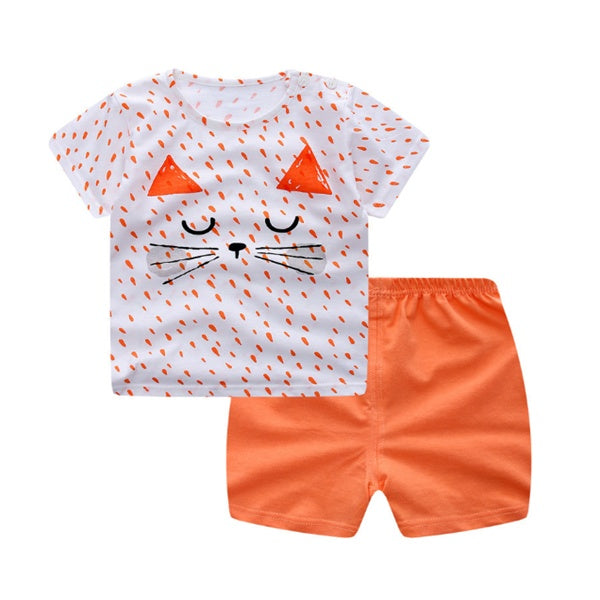 Cartoon Baby Boy Summer T-Shirt & Baby Girl Casual Clothing Sets