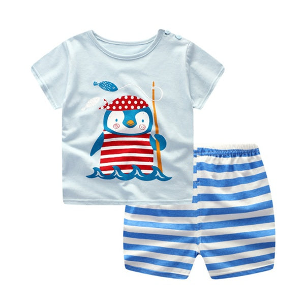 Cartoon Baby Boy Summer T-Shirt & Baby Girl Casual Clothing Sets