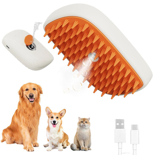 USB Rechargeable Pets Steam Brush & Massage Comb - Grooming Tool for Cats & Dogs