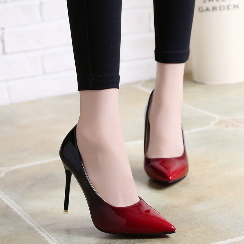 High heels stiletto single shoes gradient color