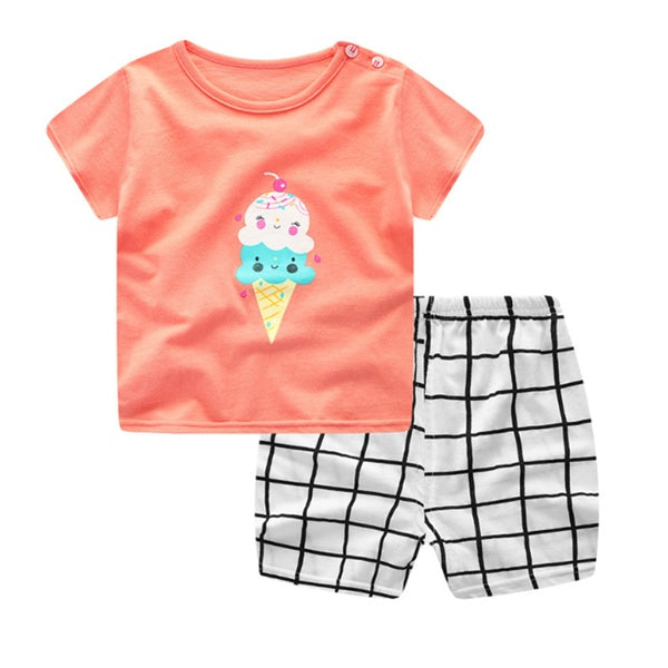 Cartoon Baby Boy Summer T-Shirt & Baby Girl Casual Clothing Sets