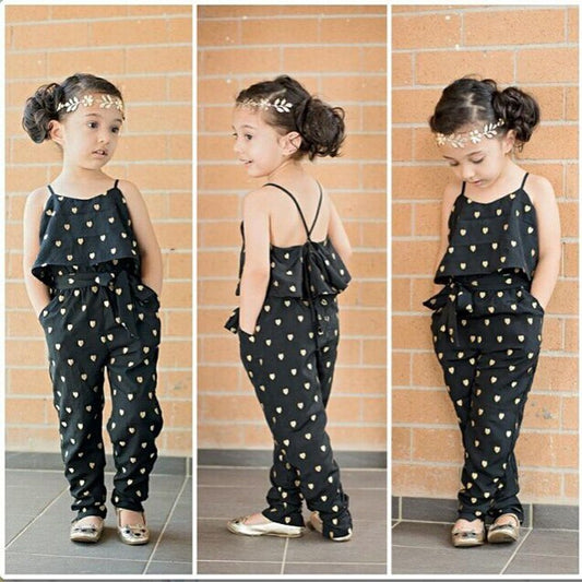 Fashion Summer Cotton Polka Dot Jumpsuit – Girls' Sleeveless Clothing Set