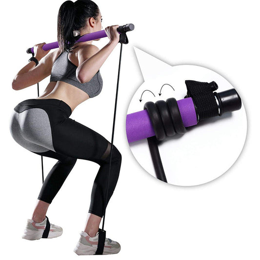 Fitness Yoga Pilates Bar – Portable Gym Accessories with Resistance Bands