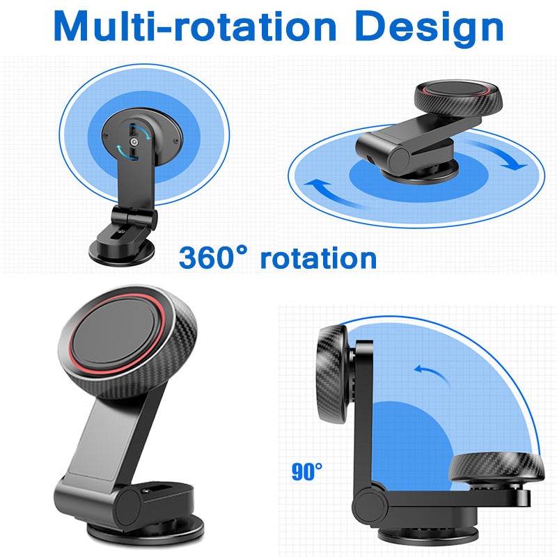 360° Rotating Magnetic Car Phone Holder – Foldable Dashboard Mount