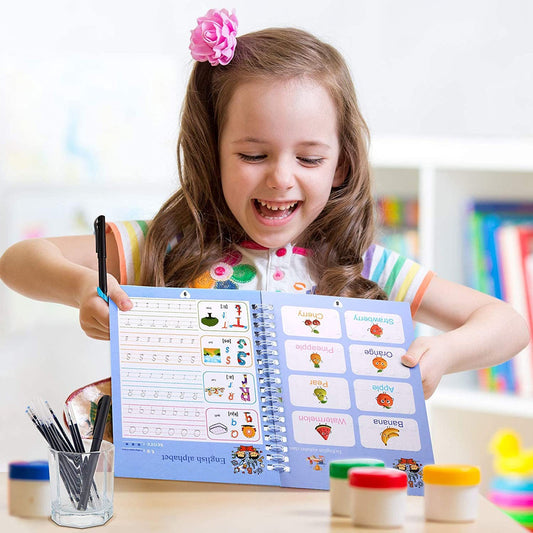 Children's English Copybook – Writing Practice with Stickers