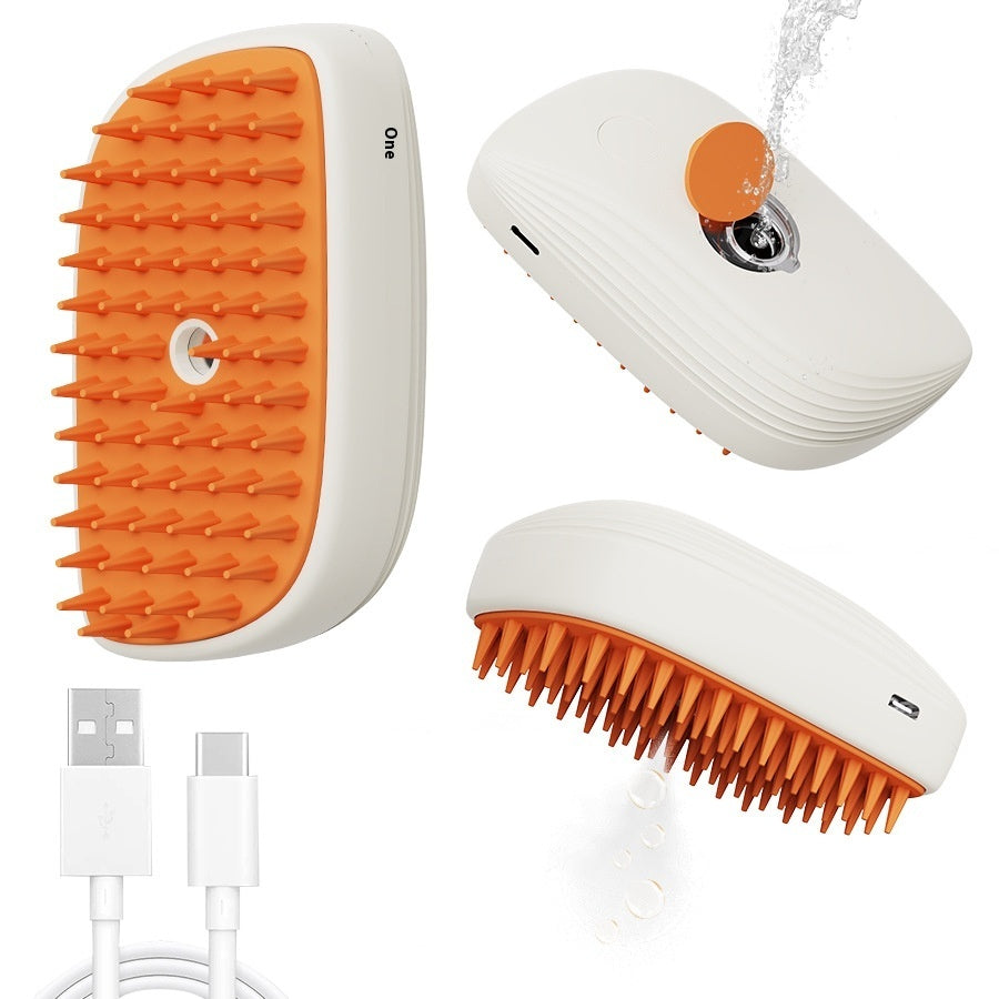 USB Rechargeable Pets Steam Brush & Massage Comb - Grooming Tool for Cats & Dogs