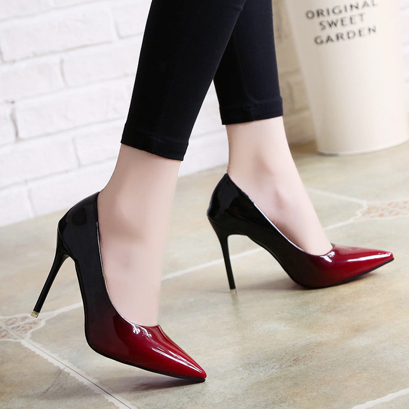 High heels stiletto single shoes gradient color