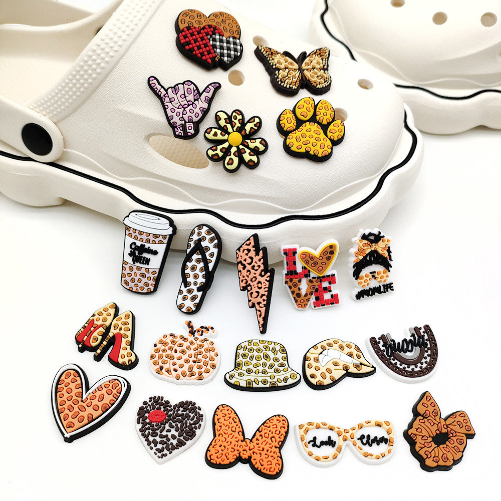 20 Leopard-Style Shoe Charms for Crocs – Decorative Buckles