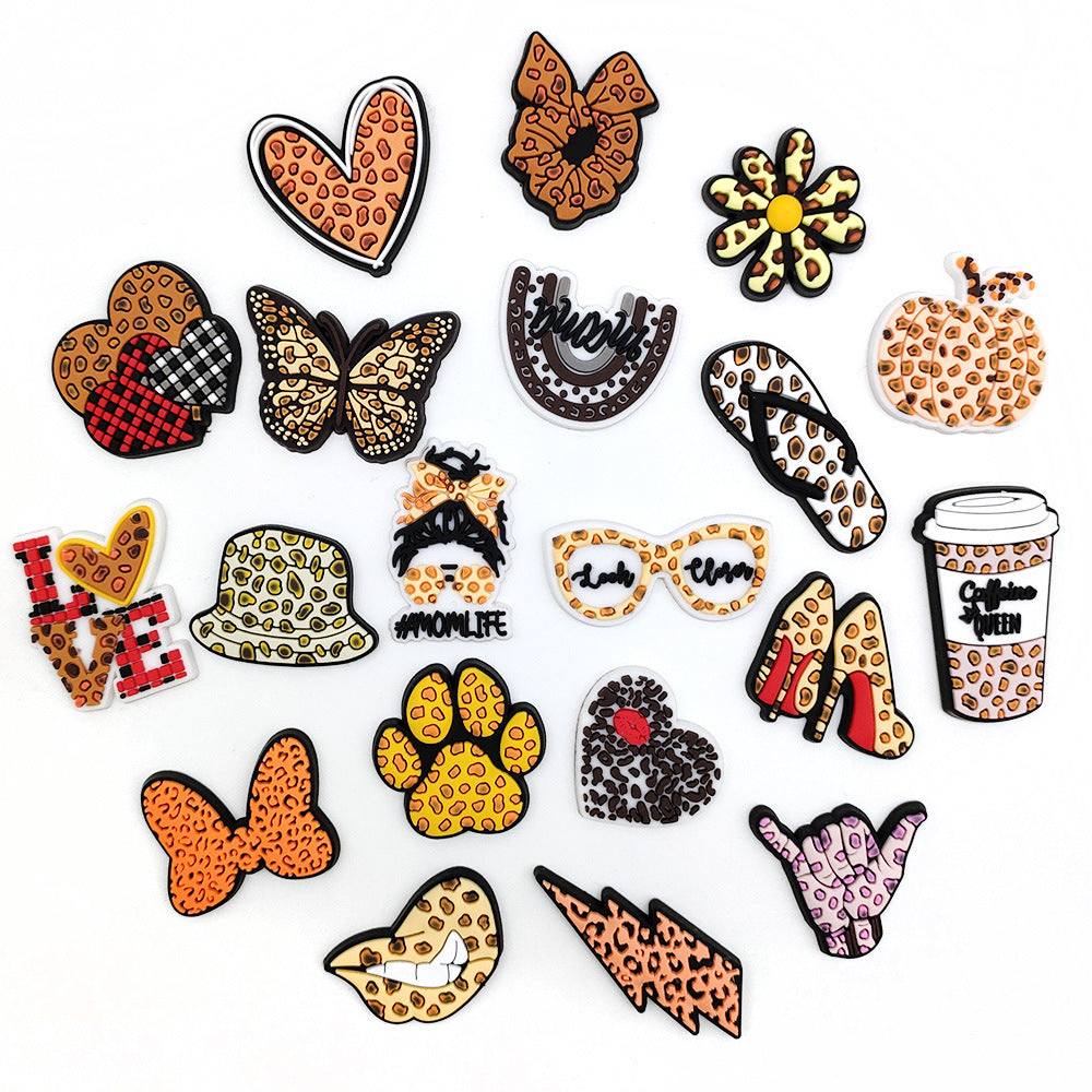 20 Leopard-Style Shoe Charms for Crocs – Decorative Buckles