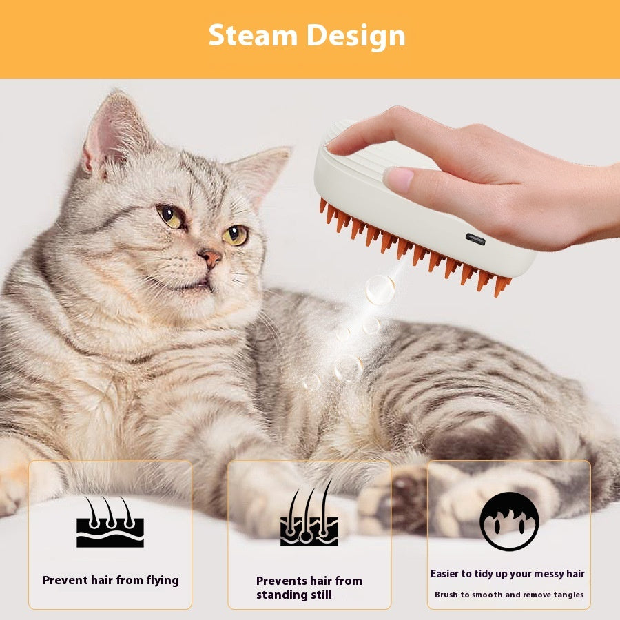 USB Rechargeable Pets Steam Brush & Massage Comb - Grooming Tool for Cats & Dogs