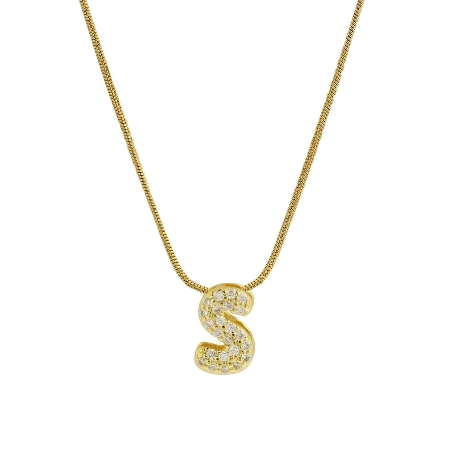 18K Brass 26 English Letter Pendant Necklace with Stainless Steel Chain