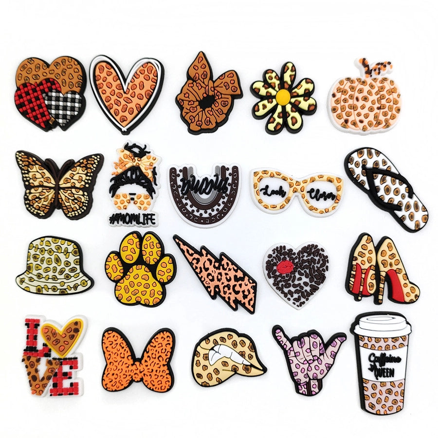 20 Leopard-Style Shoe Charms for Crocs – Decorative Buckles