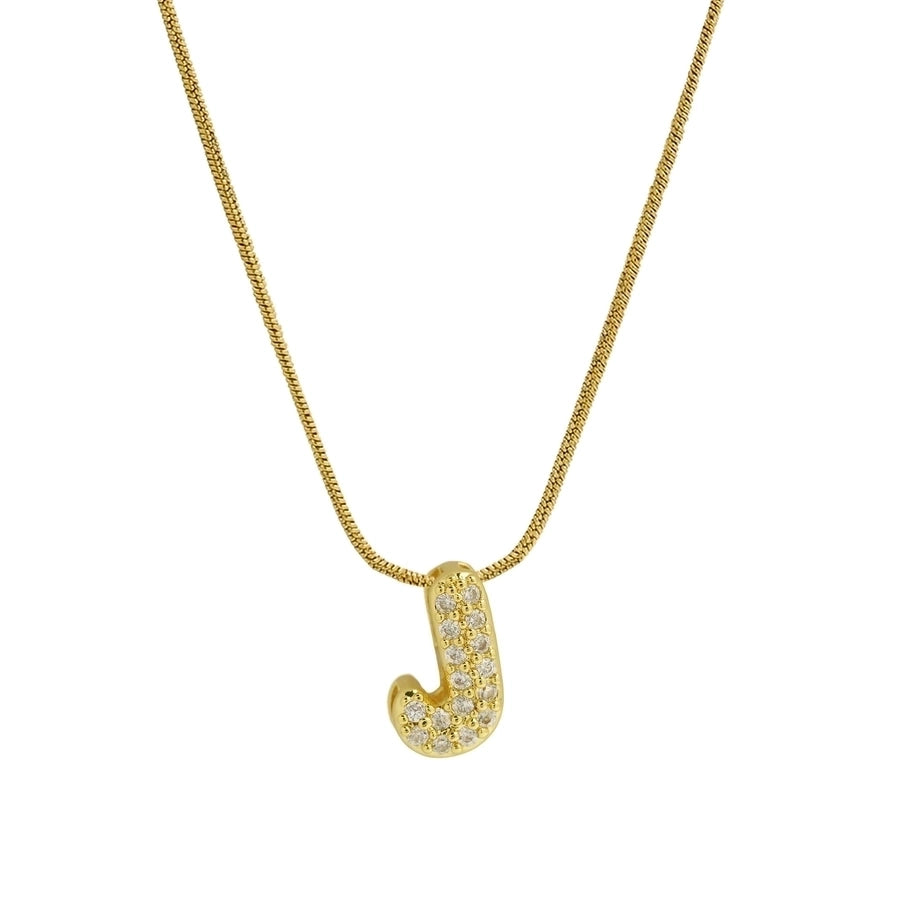 18K Brass 26 English Letter Pendant Necklace with Stainless Steel Chain