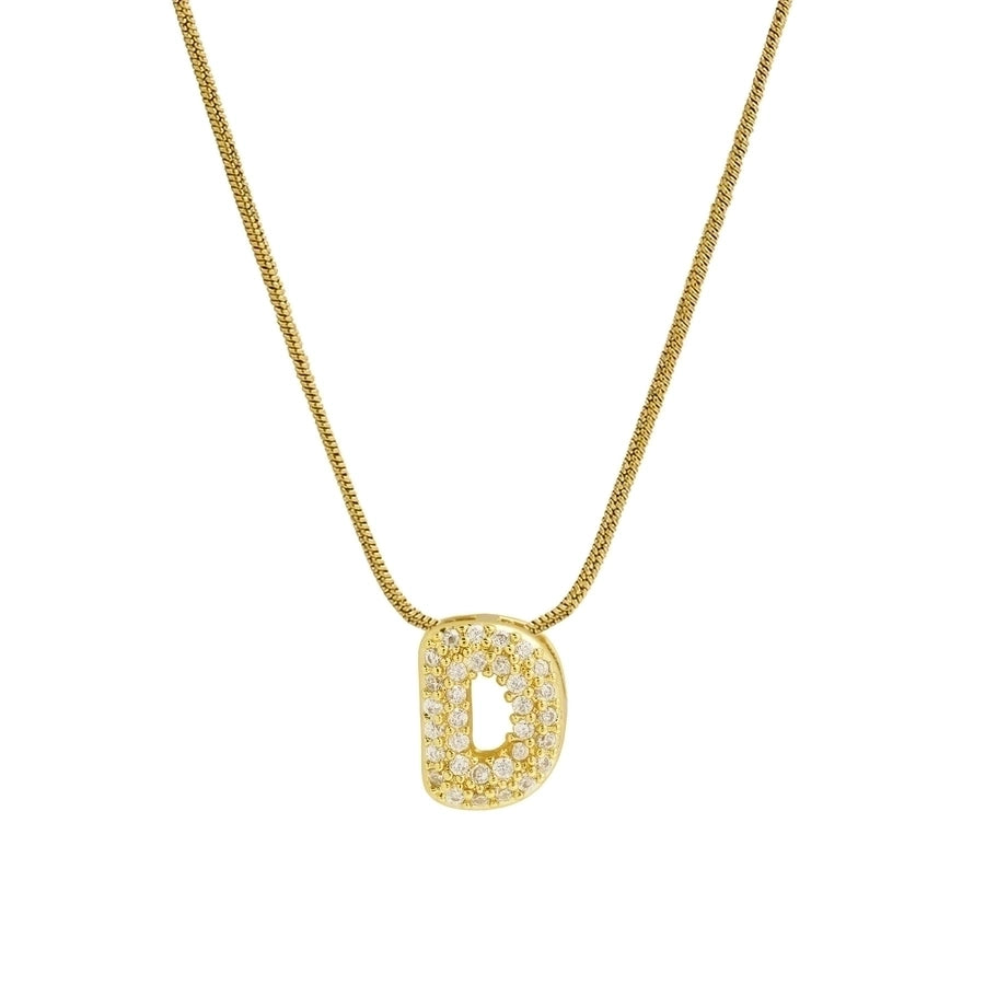 18K Brass 26 English Letter Pendant Necklace with Stainless Steel Chain