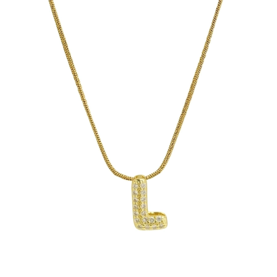 18K Brass 26 English Letter Pendant Necklace with Stainless Steel Chain