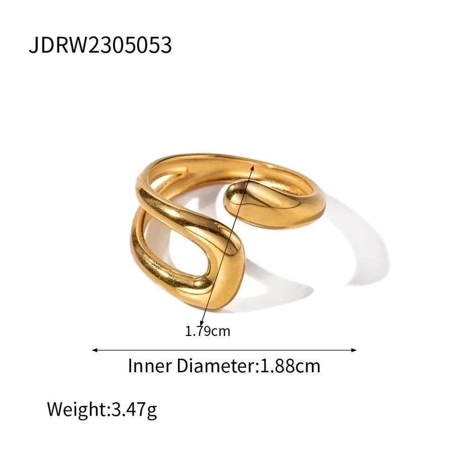 IG Style Irregular Open Rings – 304 Stainless Steel Plated Design