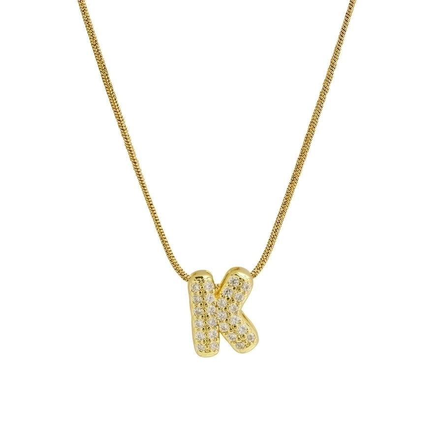 18K Brass 26 English Letter Pendant Necklace with Stainless Steel Chain