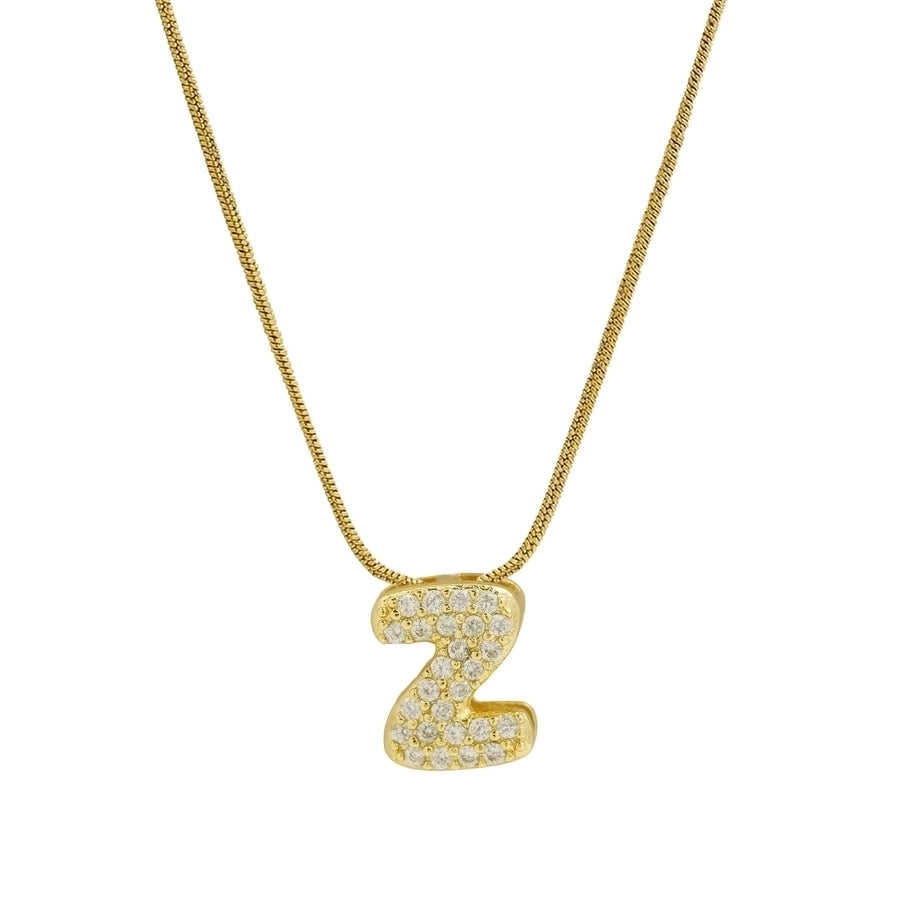 18K Brass 26 English Letter Pendant Necklace with Stainless Steel Chain