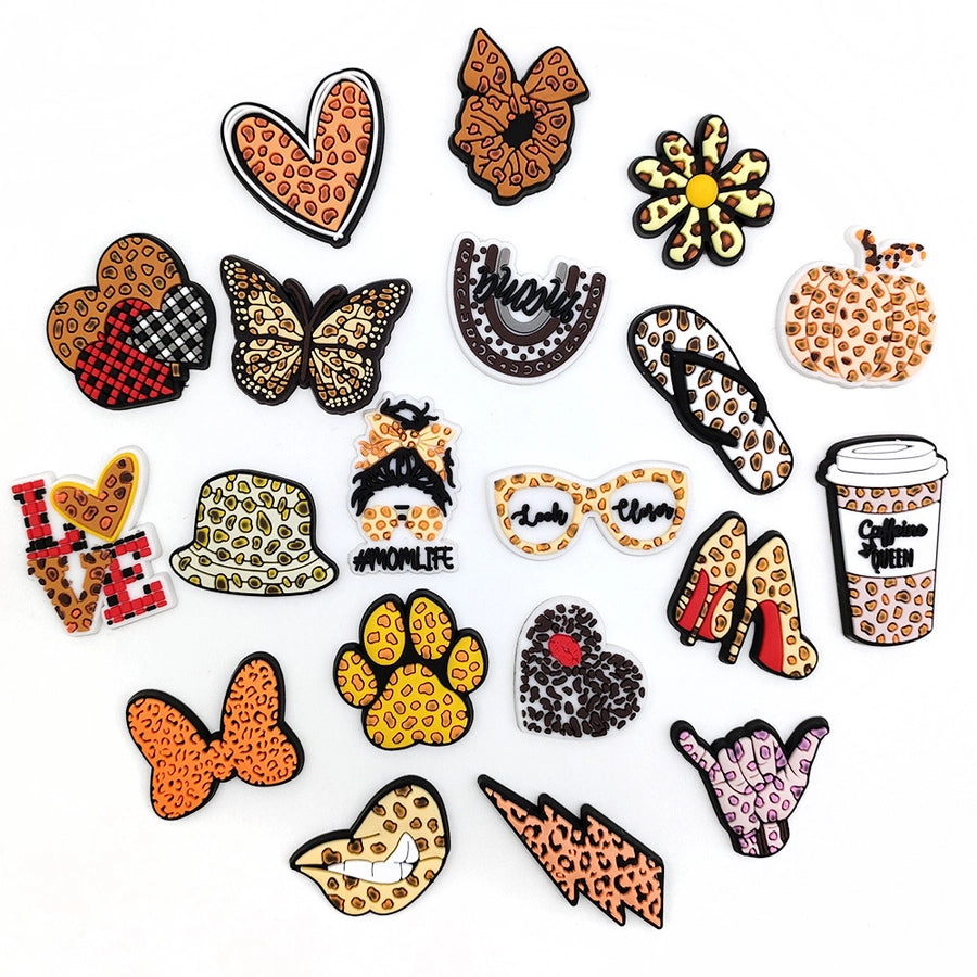 20 Leopard-Style Shoe Charms for Crocs – Decorative Buckles